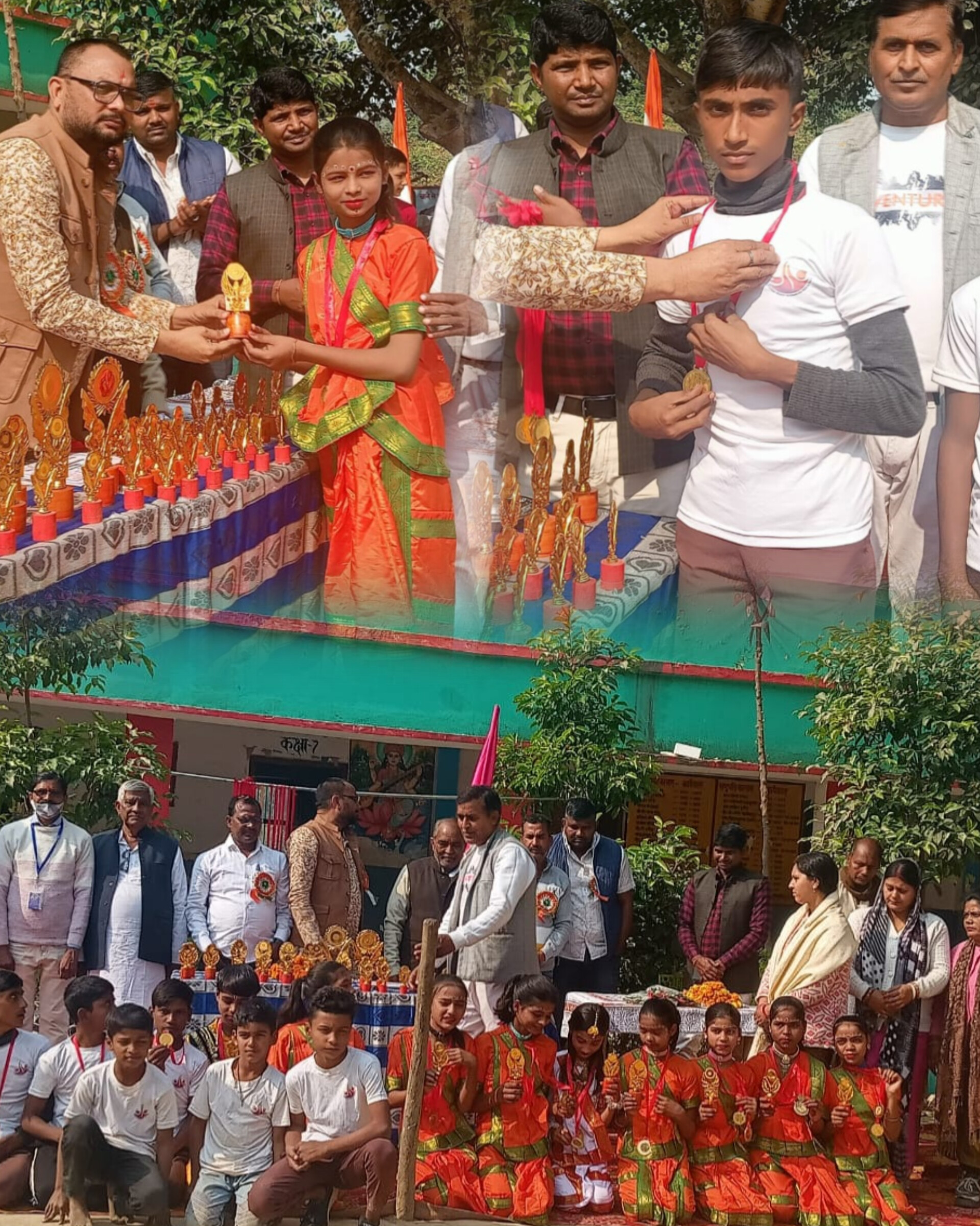 विजेता बच्चों को मेडल देकर किया सम्मानित